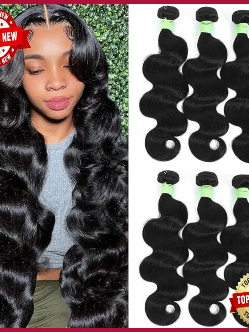 Brazilian Body Wave Human Hair Extensions 16 18 20 Inch 3 Bundles